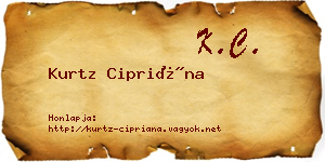 Kurtz Cipriána névjegykártya
